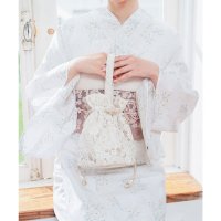 Honeys/ハニーズ Honeys 浴衣巾着（ワンハンドル） 和小物 浴衣用 ゆかた用 巾着 バッグ ウォッシャブル 古風 花柄レース オーガンジー ふくれジャカード レデ/508213597