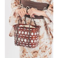 Honeys/ハニーズ Honeys 浴衣カゴ（透かし角型大） 和小物 浴衣用 ゆかた用 かごバッグ 巾着 バッグ 角型 古風 レトロ 雑材 透かし編み ジャカード 夏 レデ/508213613