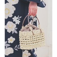 Honeys/ハニーズ Honeys 雑材浴衣カゴ（角型大） 和小物 浴衣用 ゆかた用 かごバッグ 巾着 バッグ 角型 古風 レトロ 雑材 ふくれ生地 キュート 夏 白 浴衣/508213614