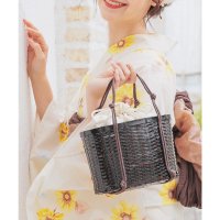 Honeys/ハニーズ Honeys 浴衣カゴ（楕円小） 和小物 浴衣用 ゆかた用 かごバッグ 巾着 バッグ 楕円 古風 レトロ 雑材 ジャカード キュート ガーリー 夏 白/508213616