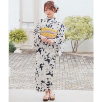 Honeys/ハニーズ Honeys 浴衣 浴衣 ゆかた 2025浴衣 花柄 レトロ 古風 浴衣単品 単品浴衣 綿100％ 腰ひも付き キュート ガーリー 夏 白 レディース/508213620