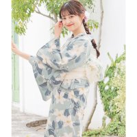 Honeys/ハニーズ Honeys 浴衣 浴衣 ゆかた 2025浴衣 花柄 レトロ 古風 浴衣単品 単品浴衣 綿100％ 腰ひも付き キュート ガーリー 夏 白 レディース/508213620
