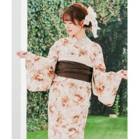 Honeys/ハニーズ Honeys 浴衣 浴衣 ゆかた 2025浴衣 花柄 レトロ 古風 浴衣単品 単品浴衣 綿100％ 腰ひも付き キュート ガーリー 夏 白 レディース/508213620