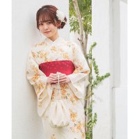 Honeys/ハニーズ Honeys 浴衣 浴衣 ゆかた 2025浴衣 花柄 レトロ 古風 浴衣単品 単品浴衣 綿100％ 腰ひも付き キュート ガーリー 夏 白 レディース/508213620