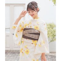 Honeys/ハニーズ Honeys 浴衣 浴衣 ゆかた 2025浴衣 花柄 レトロ 古風 単品浴衣 浴衣単品 綿100％ 腰ひも付き キュート ガーリー 夏 白 レディース/508213627