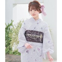 Honeys/ハニーズ Honeys 浴衣 浴衣 ゆかた 2025浴衣 花柄 レトロ 古風 単品浴衣 浴衣単品 綿100％ 腰ひも付き キュート ガーリー 夏 白 レディース/508213627
