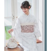 Honeys/ハニーズ Honeys 作り帯 和小物 浴衣用 結び帯 帯 ゆかた帯 浴衣帯 着付け帯 花柄 レトロ ジャカード織り 簡単着付け キュート ガーリー 夏 白 レ/508213629