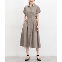Honeys/ハニーズ Honeys ウエストタックワンピース ワンピース 半袖 ロング丈 大きいサイズ オフィス きれいめ シャツワンピース 無地 ストライプ柄 襟付き レ/508213633