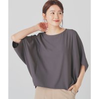 Honeys/ハニーズ Honeys ポンチョ風ブラウス トップス ブラウス 半袖 再生ポリエステル ポンチョ風 無地 ジョーゼット素材 ボートネック カジュアル 夏 黒 レ/508213656