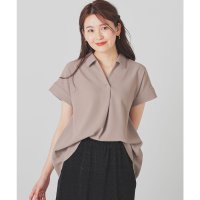 Honeys/ハニーズ Honeys スキッパーブラウス トップス ブラウス 半袖 再生ポリエステル スキッパーカラー フレンチ袖 無地 ストライプ柄 ジョーゼット素材 レデ/508213658