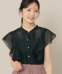 Couture Brooch/【洗える・オシャレな透け感】タックデザインフレア袖シアーブラウス/508213760