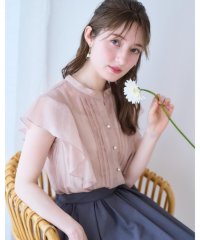 Couture Brooch/【洗える・オシャレな透け感】タックデザインフレア袖シアーブラウス/508213760