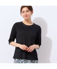 LOBJIE/【洗える・日本製】襟ジグザグ刺繍Tシャツ/508213993