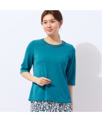LOBJIE/【洗える・日本製】襟ジグザグ刺繍Tシャツ/508213993