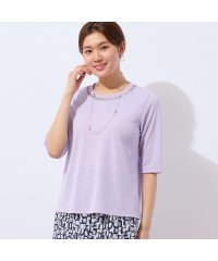 LOBJIE/【洗える・日本製】襟ジグザグ刺繍Tシャツ/508213993