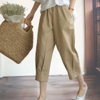 ica/アイカ ica テーパードパンツ クロップドパンツ ボトムス パンツ 綿 麻 タック 七分丈 ゆったり コットン リネン カジュアル オフィス ナチュラル きれ/508214256