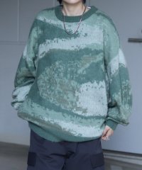 Confirm/コンファーム Confirm モヘアライク ルーズシルエット グラデーション 煙柄ジャガード シャギープルオーバーニット/508214455