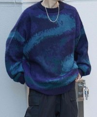Confirm/コンファーム Confirm モヘアライク ルーズシルエット グラデーション 煙柄ジャガード シャギープルオーバーニット/508214455