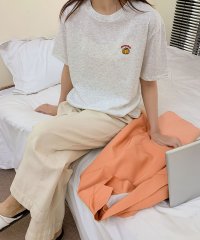 LOWO/ロワ LOWO 綿混ワンポイント刺繍Tシャツ カットソー/508215057