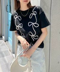 futier land/フューティアランド Futier Land コード刺繍リボン柄Tシャツ/508215273