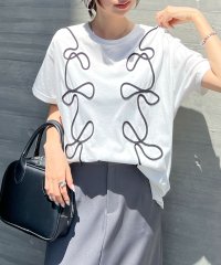 futier land/フューティアランド Futier Land コード刺繍リボン柄Tシャツ/508215273
