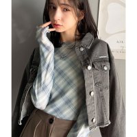 Classical Elf/クラシカルエルフ Classical Elf 大人レトロでスタイリッシュ。オンブレチェックシアーボートネックメロウトップス（長袖）/508215304