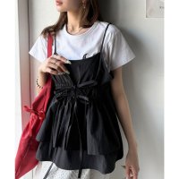 Classical Elf/クラシカルエルフ Classical Elf 旬のレイヤードスタイルがこれ一着で即完成。ダブルリボン使いキャミ＆ムーン刺繍半袖Tシャツセット/508215316