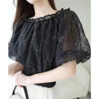 Classical Elf/クラシカルエルフ Classical Elf 【mily bilet】さらなる魅力をプラス。オフショル2WAY花柄コード刺繍バックリボンブラウス/508215319
