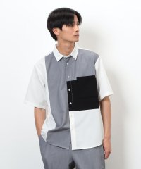 COMME CA ISM MENS/ウールライク ショートポイントカラーブロッキング半袖シャツ/508194597