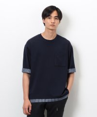 COMME CA ISM MENS/ストレッチポンチ×ストライプコンビＴシャツ/508194610