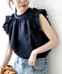 SHIPS any WOMEN/SHIPS any:〈洗濯機可能〉ミニサッカー フリル スタンドカラー シャツ ブラウス/508216710