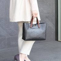HALEINE/アレンヌ HALEINE [HALEINE]イタリアンクロコ型押しハンドバッグ日本製/508216782