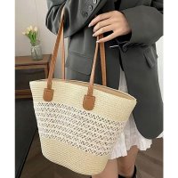 florge/フロージュ florge 【ファスナー開閉♪】ストロー編みカゴトートバッグ/508216873