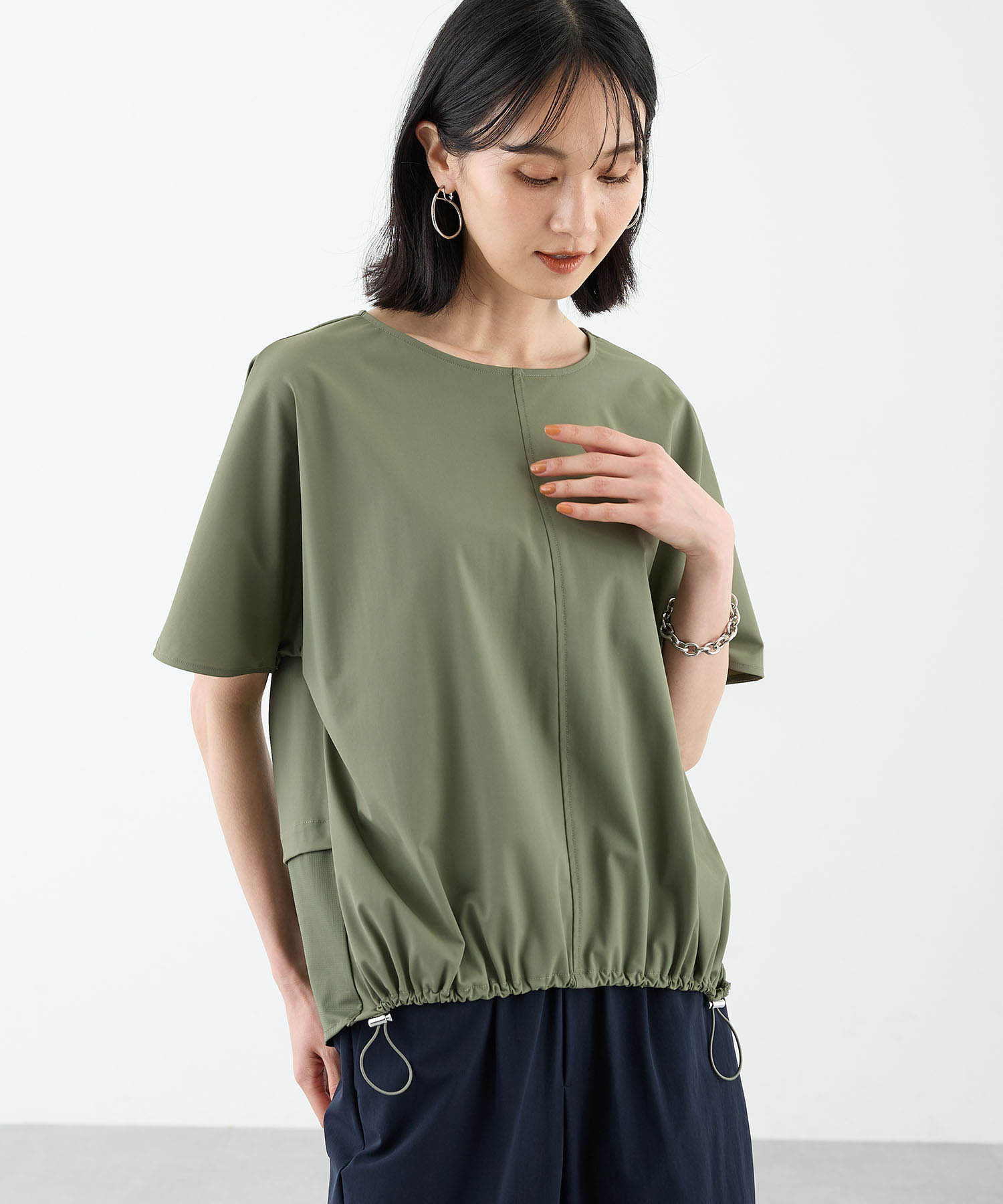エーシーバイアルファキュービック　ストレッチナイロンワイドパンツ　カーキ　M Amazon | [エーシーバイアルファキュービック] ストレッチ