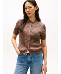 TOMMY HILFIGER/トミー ヒルフィガー TOMMY HILFIGER コットンケーブルファインゲージショートスリーブクルーネックカーディガン/508217066