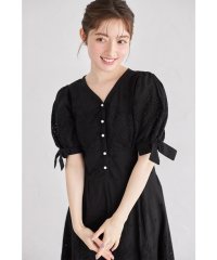 tocco closet/トッコクローゼット tocco closet 袖口リボン付きパール釦コットンレースワンピース/508217180
