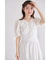 tocco closet/トッコクローゼット tocco closet 袖口リボン付きパール釦コットンレースワンピース/508217180