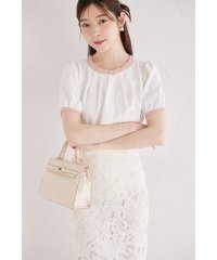 tocco closet/トッコクローゼット tocco closet パール釦パフスリーブ配色ブラウス/508217184