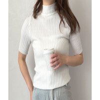 Amulet/アミュレット Amulet 半袖リブニットソー レディース 韓国 オフィス 無地 シンプル カジュアル 着回し トレンド トップス 上品 春夏秋 おしゃれ 大人/508217470