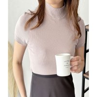 Amulet/アミュレット Amulet 半袖ハイネックニットソー レディース 韓国 ニットソー 無地 シンプル トレンド オフィス 上品 カジュアル おしゃれ 春夏 大人 /508217471