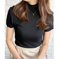 Amulet/アミュレット Amulet 半袖ハイネックニットソー レディース 韓国 ニットソー 無地 シンプル トレンド オフィス 上品 カジュアル おしゃれ 春夏 大人 /508217471