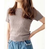 Amulet/アミュレット Amulet 半袖ケーブルニット レディース 韓国 編み シンプル 上品 トレンド カジュアル 春夏 ナチュラル トップス おしゃれ 10代 20/508217473