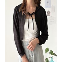 Amulet/アミュレット Amulet クロップドリボンカーディガン レディース カジュアル ショート丈 かわいい 韓国 おしゃれ 羽織り トップス 長袖 お出かけ 春夏秋/508217481