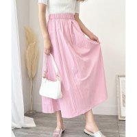 Amulet/アミュレット Amulet ロングフレアスカート レディース 韓国 春 夏 秋 無地 シンプル 大人 上品 カジュアル ゆったり ウエストゴム ポケット らくち/508217484