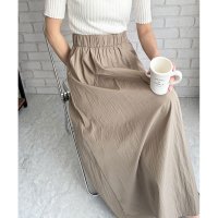 Amulet/アミュレット Amulet ロングフレアスカート レディース 韓国 春 夏 秋 無地 シンプル 大人 上品 カジュアル ゆったり ウエストゴム ポケット らくち/508217484