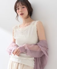アースミュージックアンドエコロジー earth music&ecology ラメテレコショルダーレースタンクトップ
