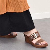 ITALIAN SHOEMAKERS/イタリアンシューメーカーズ ITALIAN SHOEMAKERS スクエアメタルウェッジヒールミュール/508102458