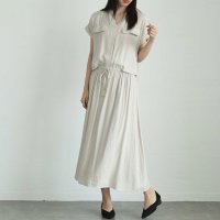 Sawa a la mode/サワアラモード Sawa a la mode リネンライクな切り替えフレアワンピース/508218387