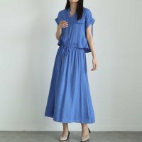 Sawa a la mode/サワアラモード Sawa a la mode リネンライクな切り替えフレアワンピース/508218387