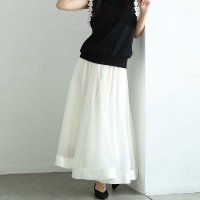 Sawa a la mode/サワアラモード Sawa a la mode リボンテープヘムオーガンジフレアスカート/508218392